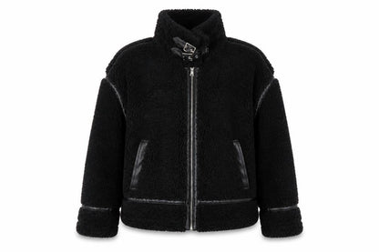 Papaya Women's Black Faux Shearling Biker Jacket Size 12