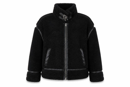 Papaya Women's Black Faux Shearling Biker Jacket Size 12
