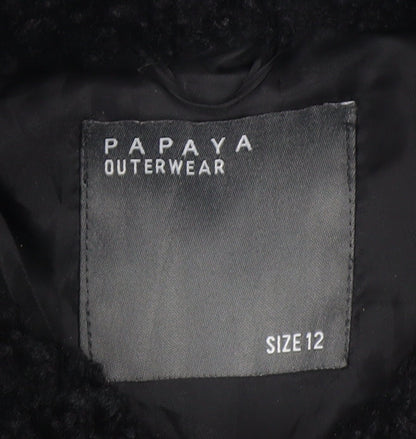 Papaya Women's Black Faux Shearling Biker Jacket Size 12
