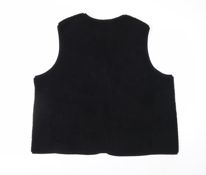 Marks and Spencer Women's Black Fleece Waistcoat Size 22 Zip Front