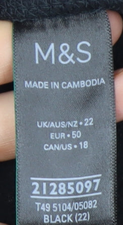 Marks and Spencer Women's Black Fleece Waistcoat Size 22 Zip Front