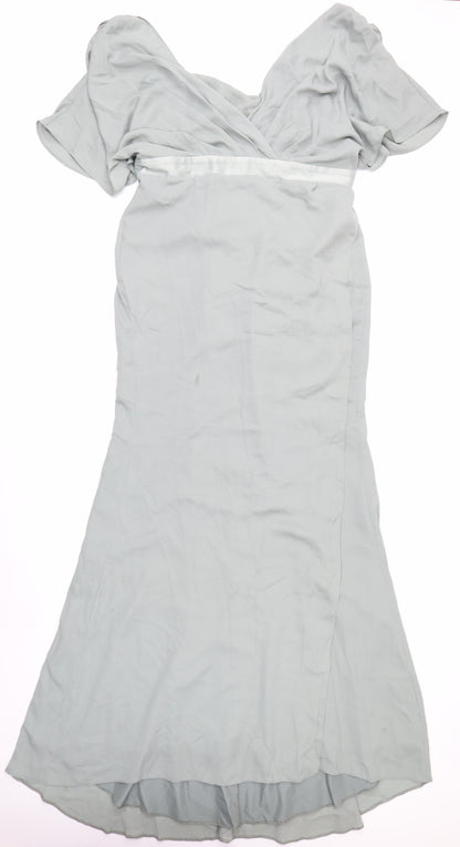 ASOS Women’s Grey Long Mermaid Dress Size 14 Formal Wedding