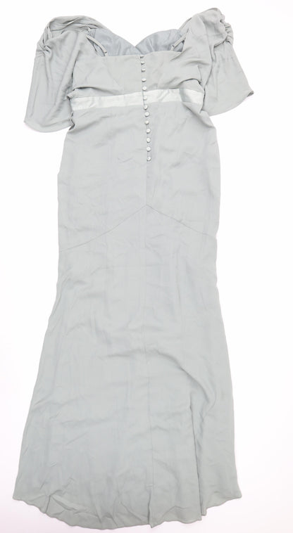 ASOS Women’s Grey Long Mermaid Dress Size 14 Formal Wedding