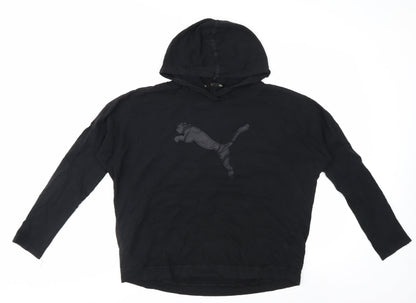 Puma Women's Black Pullover Hoodie Size 12 Hooded Logo Sweatshirt