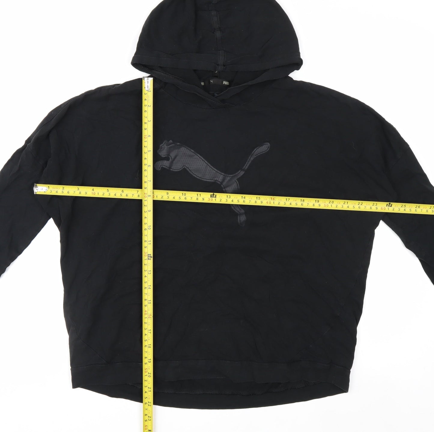 Puma Women's Black Pullover Hoodie Size 12 Hooded Logo Sweatshirt