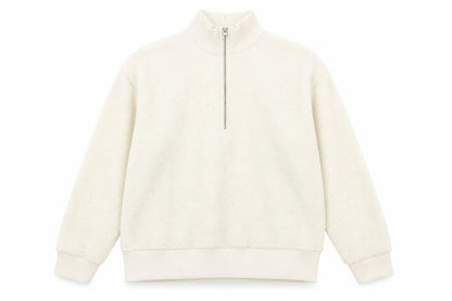 Next Women Ivory Fleece 1/4 Zip Sweatshirt XL Polyester