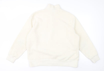 Next Women Ivory Fleece 1/4 Zip Sweatshirt XL Polyester