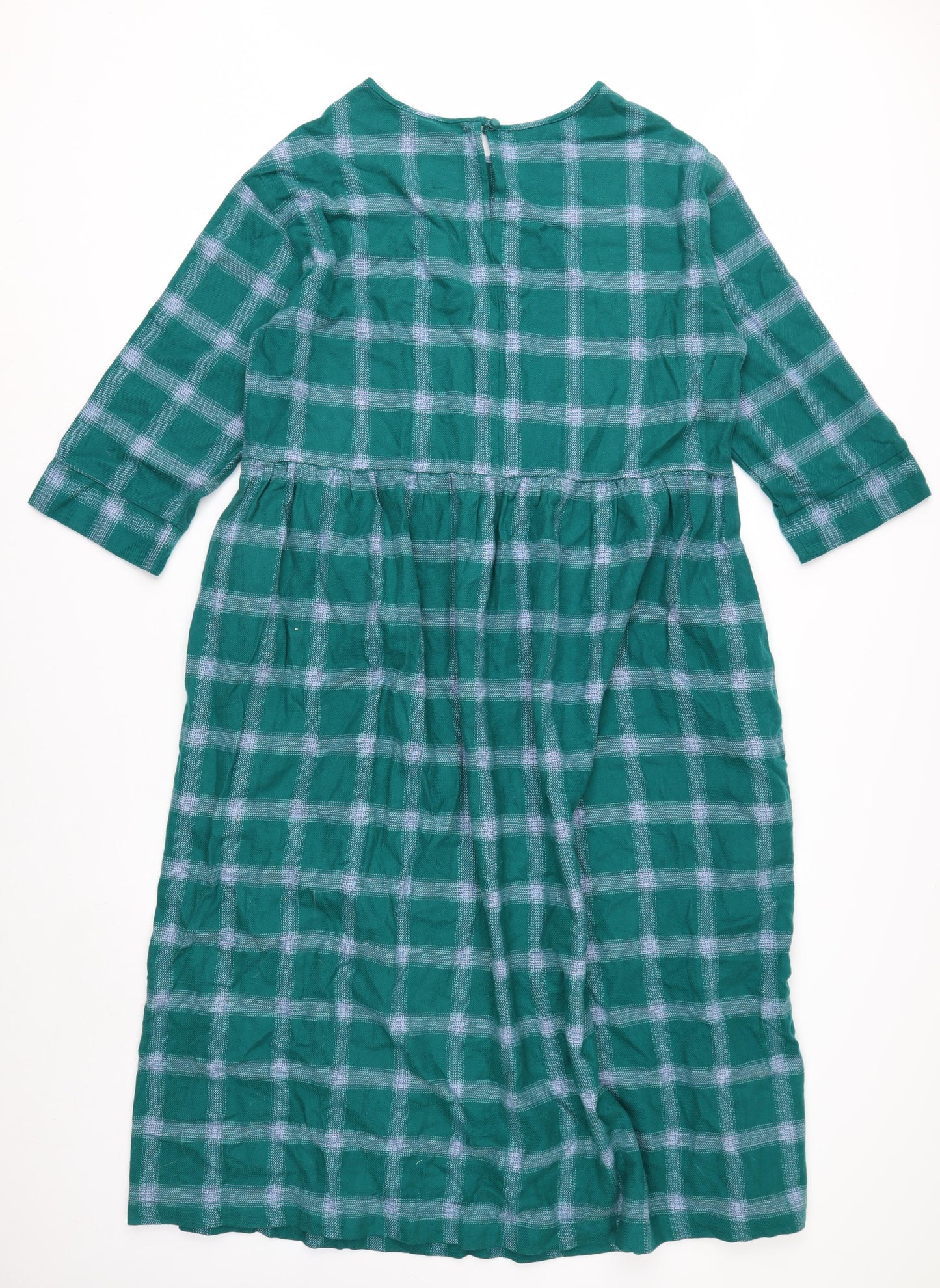 Burgs Women's Green Check A-Line Midi Dress Size 10
