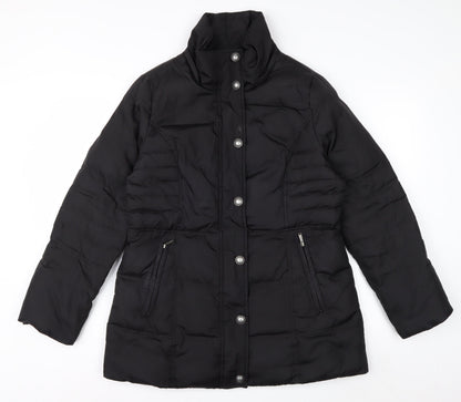 London Fog Womens Black Mid-Length Puffer Coat Jacket M