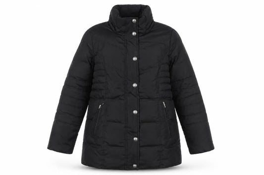 London Fog Womens Black Mid-Length Puffer Coat Jacket M
