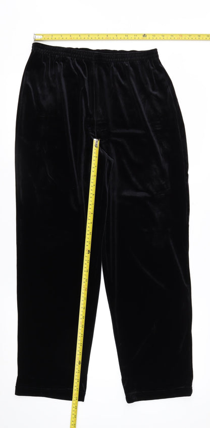 Notations Women's Black Petite Velvet Stretch Trousers L