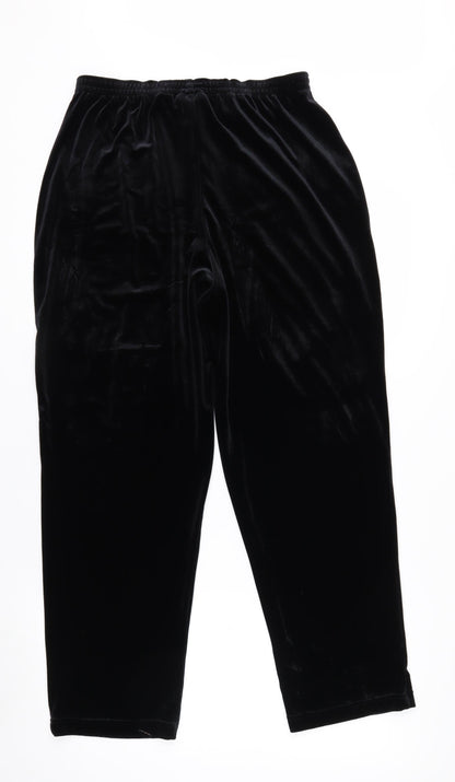 Notations Women's Black Petite Velvet Stretch Trousers L