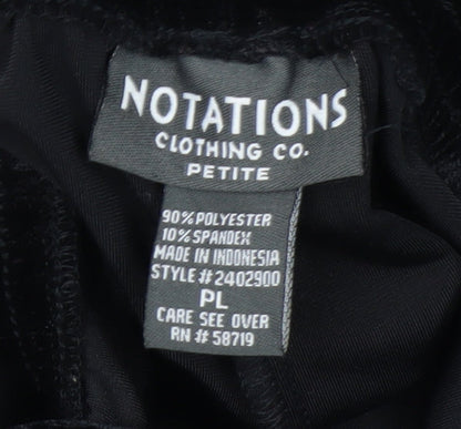 Notations Women's Black Petite Velvet Stretch Trousers L