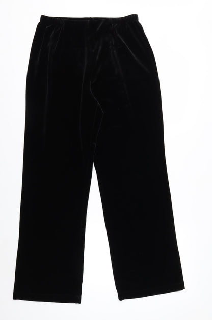 White Stag Women's Black Velvet Straight Leg Trousers Size M 8/10