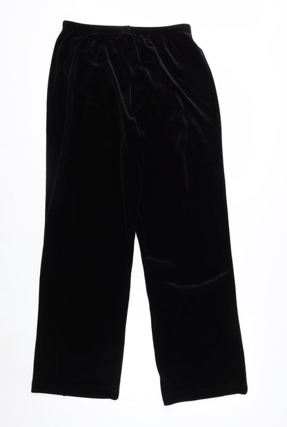 White Stag Women's Black Velvet Straight Leg Trousers Size M 8/10