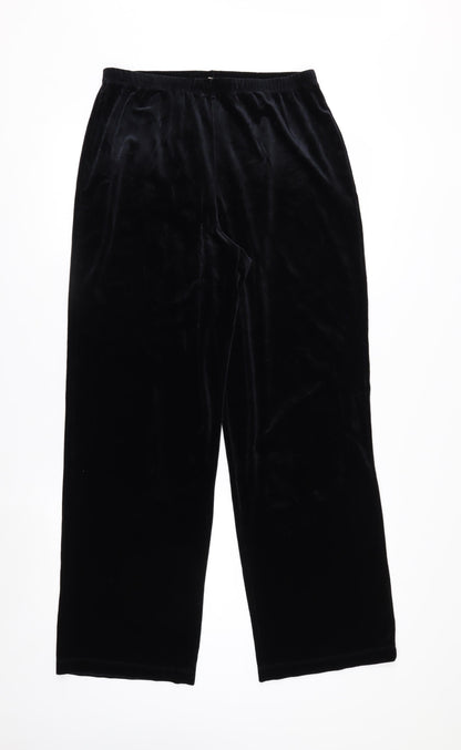 Notations Womens Black Velvet Stretch Trousers Size M