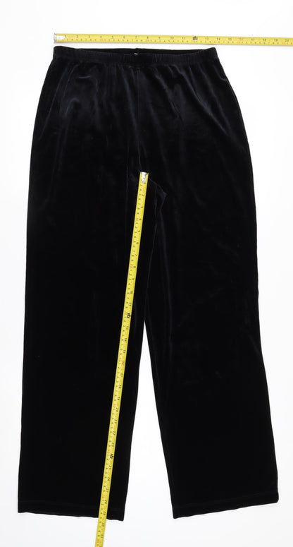 Notations Womens Black Velvet Stretch Trousers Size M