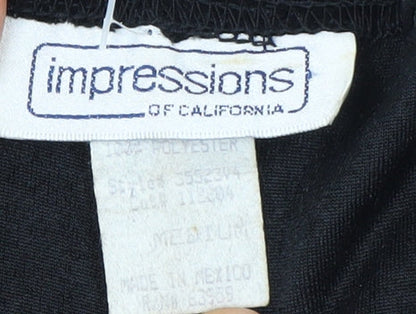 Impressions of California Women Black Velvet A-Line Midi Dress L