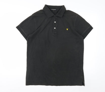 Lyle & Scott Men's Black Cotton Polo Shirt Size L Classic Fit