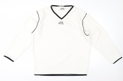 Slazenger Men's White XL Fleece V-Neck Pullover Sweatshirt
