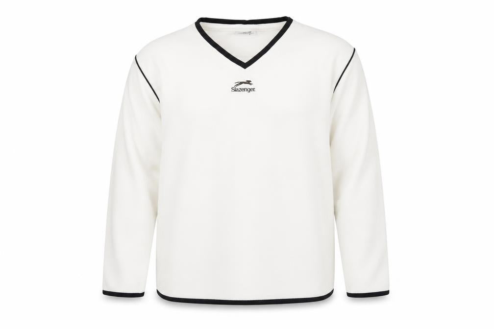 Slazenger Men's White XL Fleece V-Neck Pullover Sweatshirt