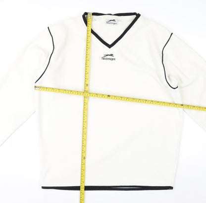 Slazenger Men's White XL Fleece V-Neck Pullover Sweatshirt