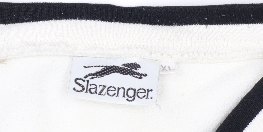 Slazenger Men's White XL Fleece V-Neck Pullover Sweatshirt