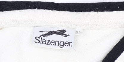 Slazenger Men's White XL Fleece V-Neck Pullover Sweatshirt