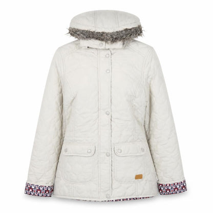 Trespass Women Beige Quilted Hooded Mid-Length Jacket UK 10