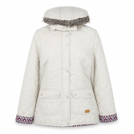 Trespass Women Beige Quilted Hooded Mid-Length Jacket UK 10
