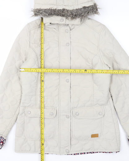 Trespass Women Beige Quilted Hooded Mid-Length Jacket UK 10