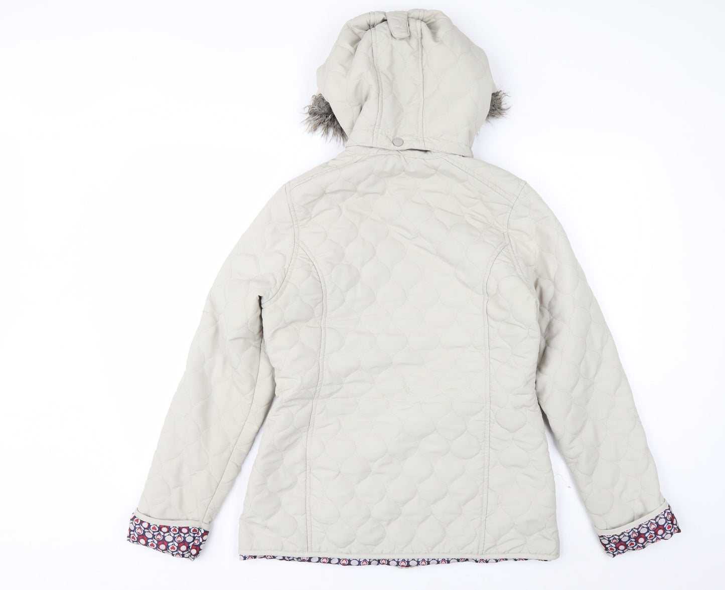 Trespass Women Beige Quilted Hooded Mid-Length Jacket UK 10