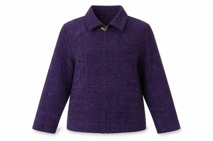Dressbarn Women's Purple Zip Front Classic Jacket Size M Polyester Blend