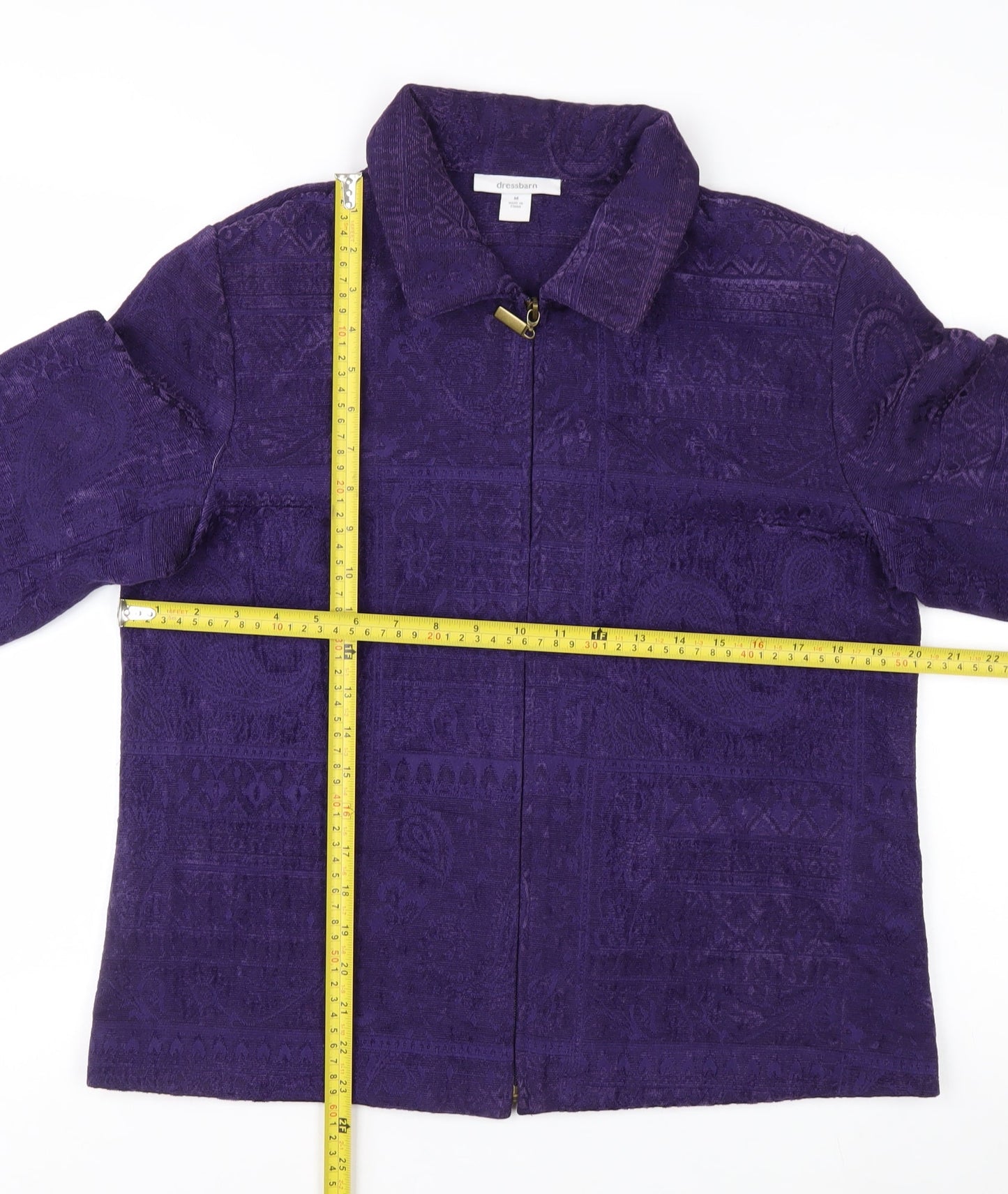 Dressbarn Women's Purple Zip Front Classic Jacket Size M Polyester Blend