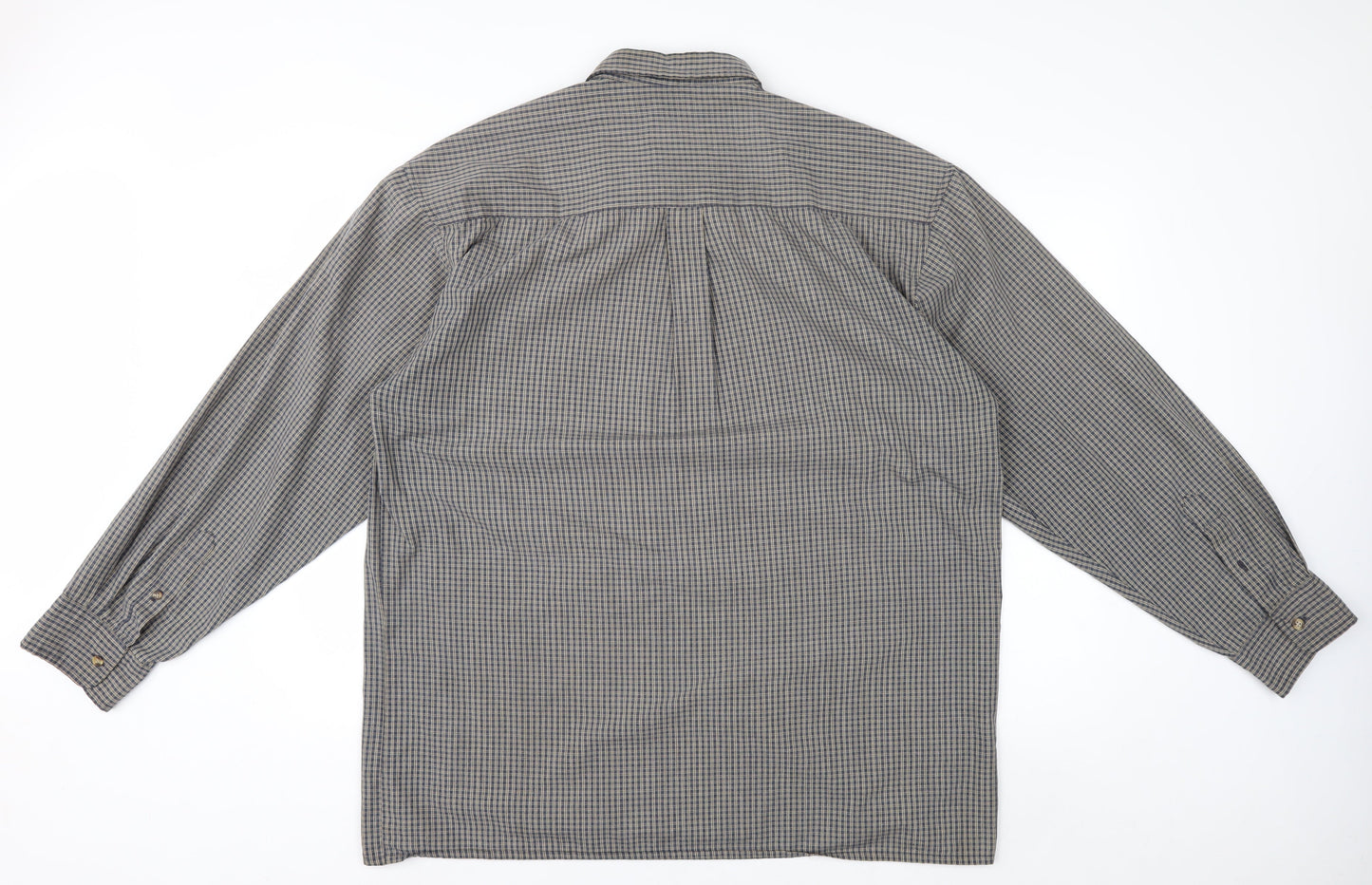 Dickies Men's Grey Check Long Sleeve Button-Up Shirt XL Classic Fit