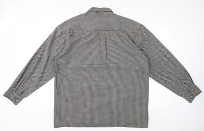 Dickies Men's Grey Check Long Sleeve Button-Up Shirt XL Classic Fit