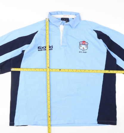 KooGa Men's Blue Colourblock Rugby Polo Shirt XL