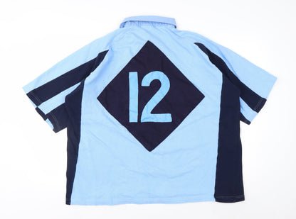 KooGa Men's Blue Colourblock Rugby Polo Shirt XL