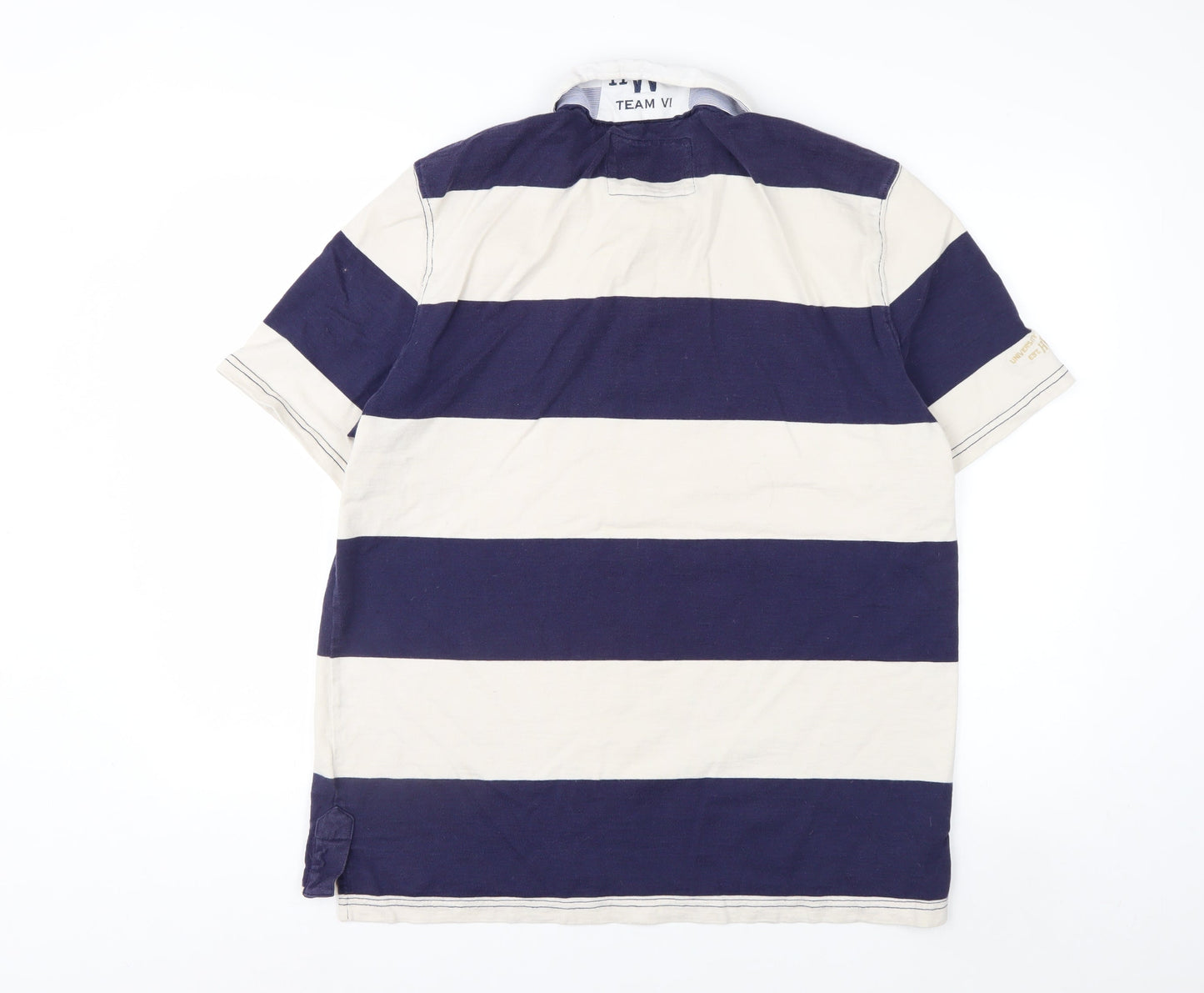 Howick Men's Blue & Beige Rugby Polo Shirt XL Cotton Classic Fit