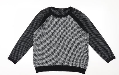Marks and Spencer Women’s Black Knit Geometric Jumper Size 14