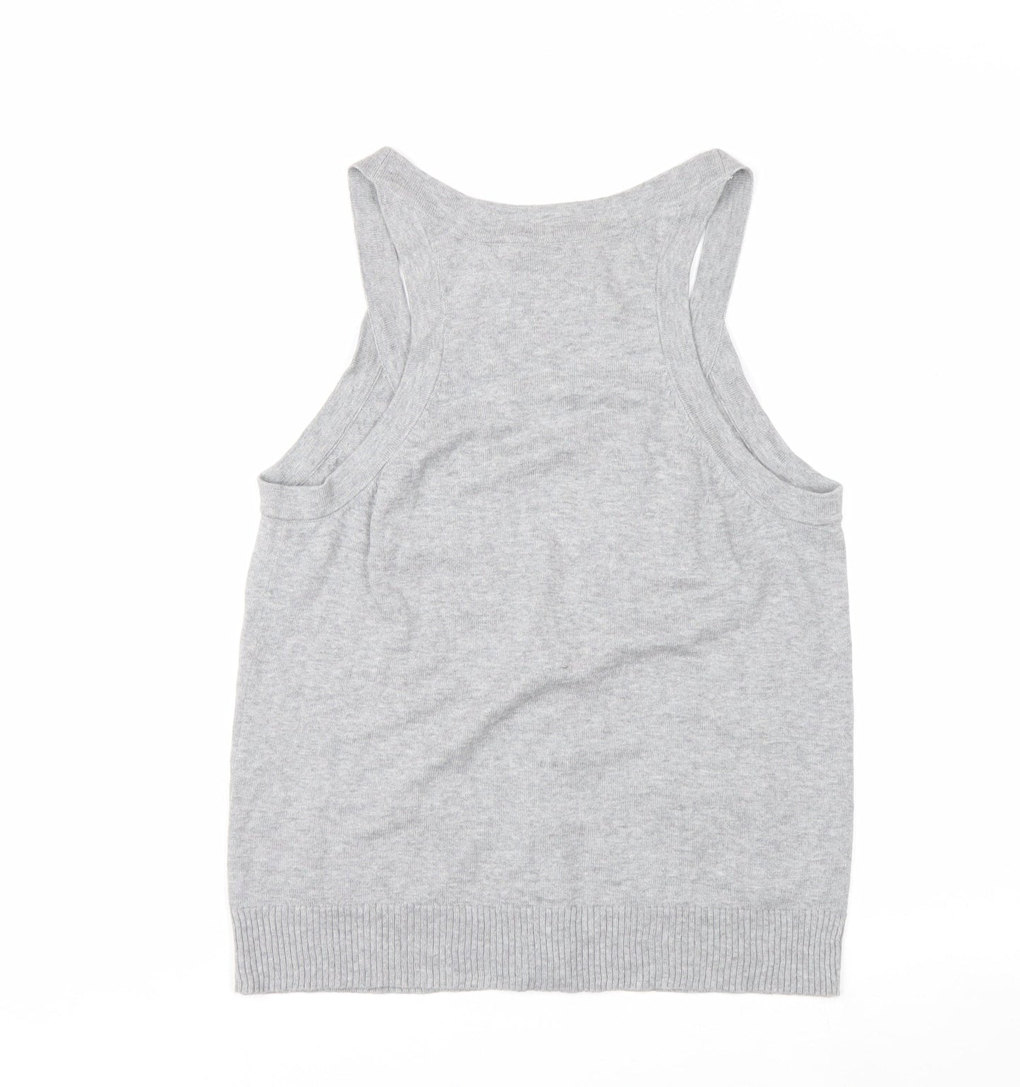 Edeis La Redoute Women's Grey Cotton V-Neck Sleeveless Vest Size 12