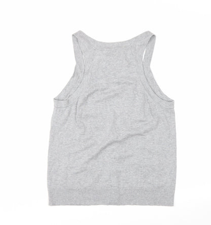 Edeis La Redoute Women's Grey Cotton V-Neck Sleeveless Vest Size 12