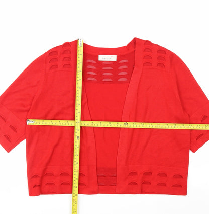 Marks and Spencer Women Red Short Sleeve Open Knit Cardigan Size 14