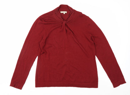 Hobbs Women's Red Long Sleeve Jumper L Viscose Wool Cashmere Blend