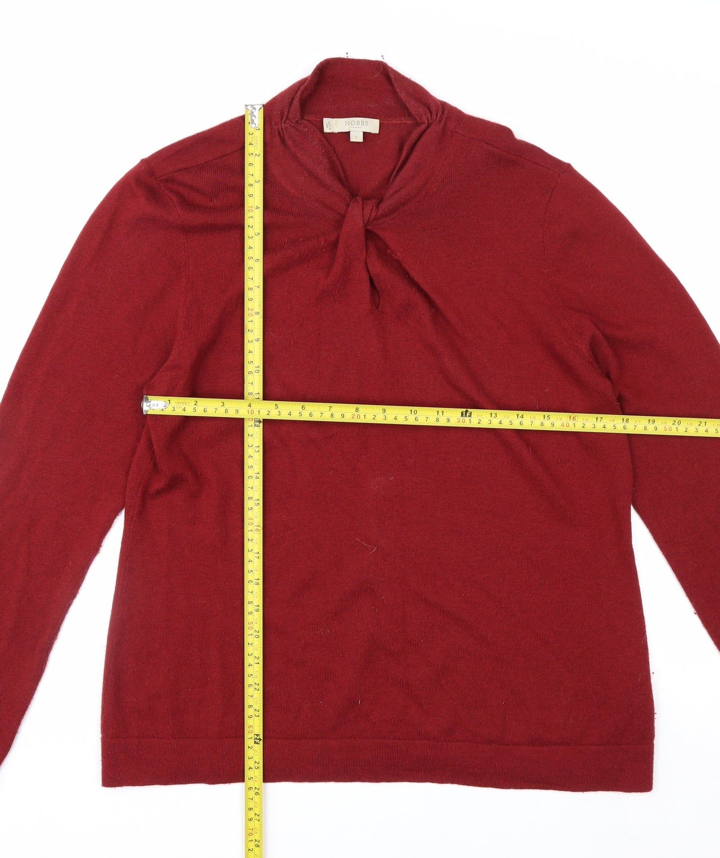 Hobbs Women's Red Long Sleeve Jumper L Viscose Wool Cashmere Blend