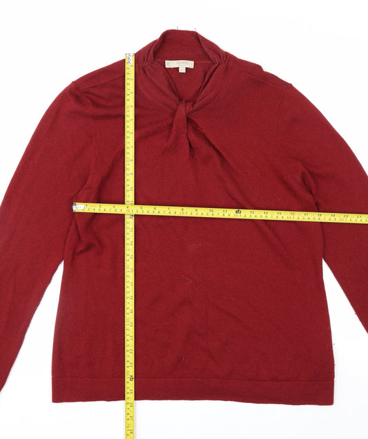 Hobbs Women's Red Long Sleeve Jumper L Viscose Wool Cashmere Blend
