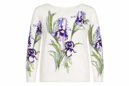 M&Co Women’s Ivory Floral Long Sleeve Pullover Jumper Size 16