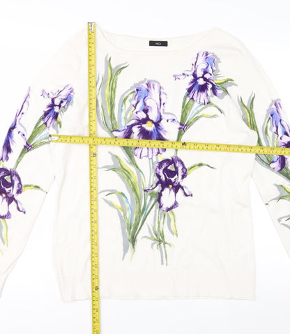M&Co Women’s Ivory Floral Long Sleeve Pullover Jumper Size 16