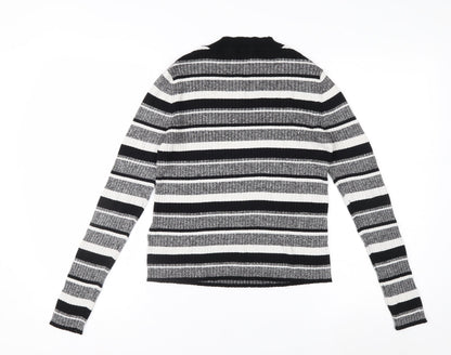 H&M Women’s Black & White Striped Long Sleeve Knit Top Size M