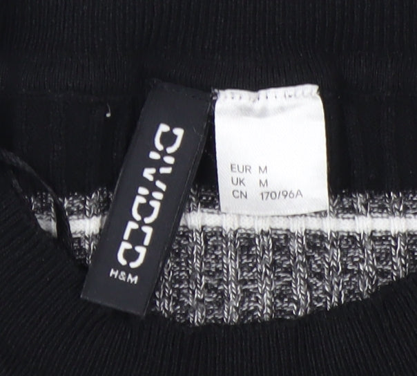 H&M Women’s Black & White Striped Long Sleeve Knit Top Size M